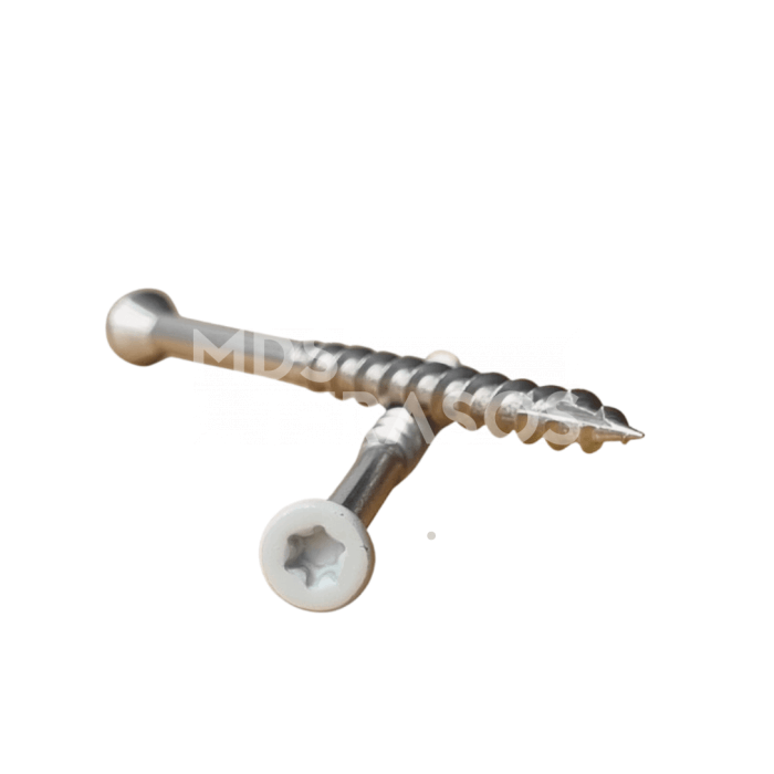 Koka skrūve A2 ar krāsotu galvu, 4,3 x 45 mm gaiši pelēka (nerūsējošā tērauda) - Image 1