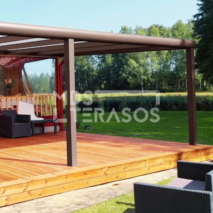 Brūna alumīnija nojume Štutgarte 4,1 m dziļumā, platums pēc izvēles - Image 4