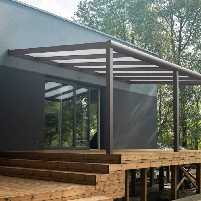 Brūna alumīnija nojume Štutgarte 4,1 m dziļumā, platums pēc izvēles - Image 5