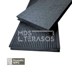 Scandic WPC terases dēlis antracīta krāsā 20x140x3600 rievota/ķemmēta cieta serde