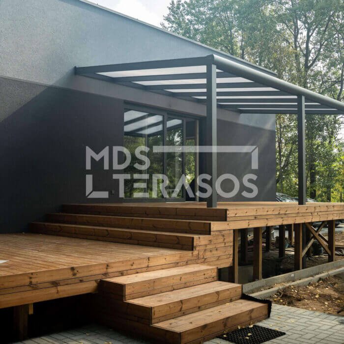 Termiski apstrādāts priedes terases dēlis AB 26x117x3600, gluds - Image 2