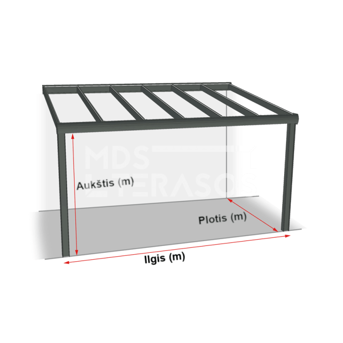 Alumīnija terases nojume 506x360x250 balta Štutgarte - Image 2