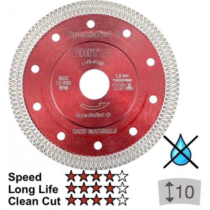 Dimanta disks akmens griešanai BRITVA, 125 x 1,2 x 22 mm SPECIALIST - Image 2