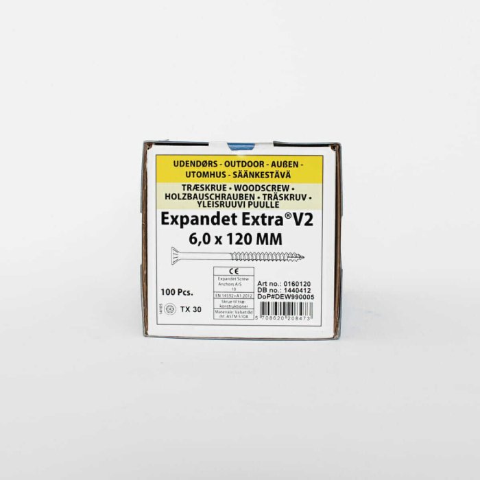 Āra koka skrūves Expandet EXTRA V2 6x120 mm 100 gab. - Image 2