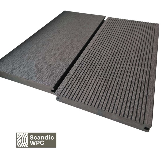 Scandic WPC terases dēlis Volcanic Grey krāsā, 20x140x4200 mm, rievots/birstēts, pilnmasas - Image 4