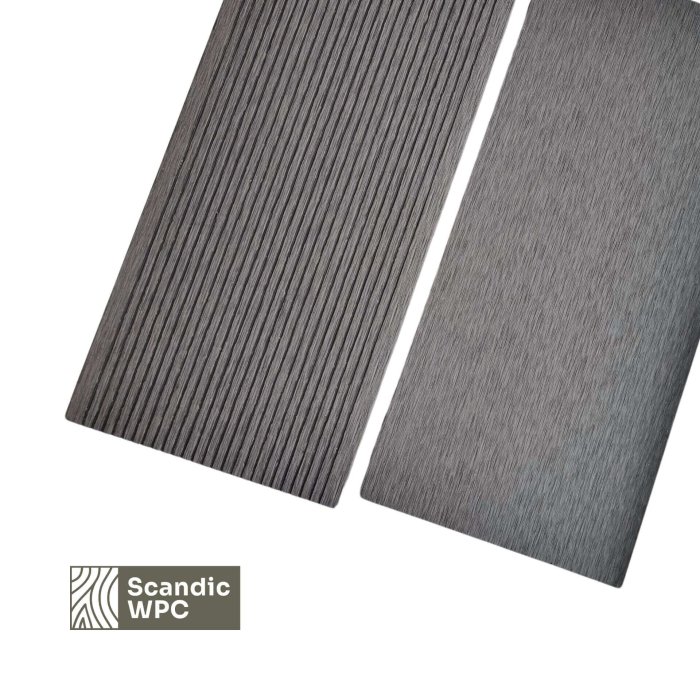 Scandic WPC terases dēlis Volcanic Grey krāsā, 20x140x4200 mm, rievots/birstēts, pilnmasas - Image 3
