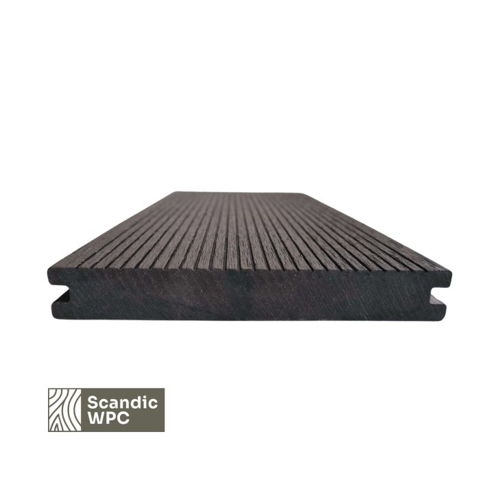 Scandic WPC terases dēlis Volcanic Grey krāsā, 20x140x4200 mm, rievots/birstēts, pilnmasas - Image 6