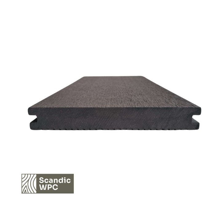 Scandic WPC terases dēlis Volcanic Grey krāsā, 20x140x4200 mm, rievots/birstēts, pilnmasas - Image 5
