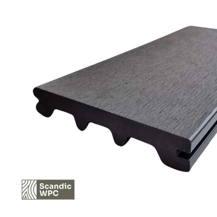 Scandic WPC terases dēlis Volcanic Grey krāsā 24x146x4200 ķemmēts - Image 3
