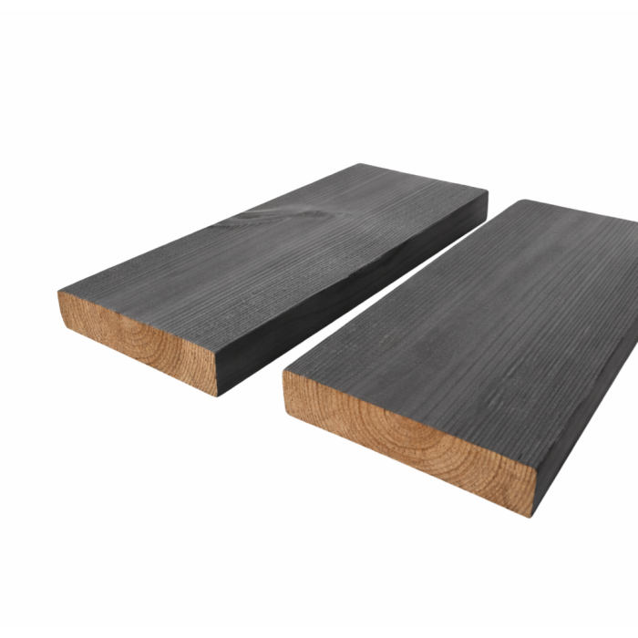 Termiski apstrādāta priedes terases dēlis, eļļots "Thunder Grey" krāsā AB 26x117x4200 sertificēts - Image 2