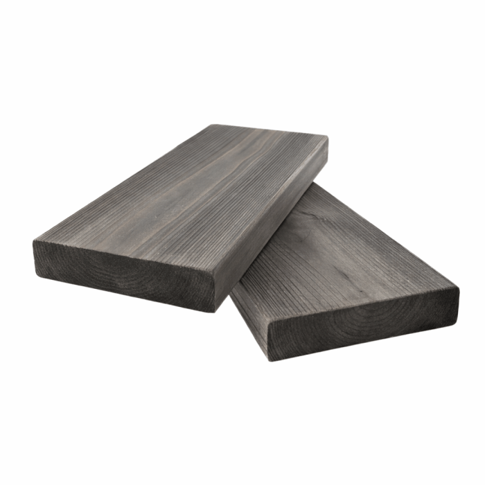 Termiski apstrādāta priedes terases dēlis, eļļots "Thunder Grey" krāsā AB 26x117x4200 sertificēts - Image 4